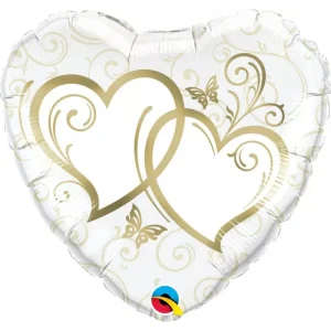 Balão Foil Coração 18″ Corações Dourados entrelaçados