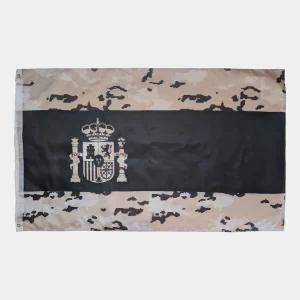 Bandera de España en camuflaje árido pixelado