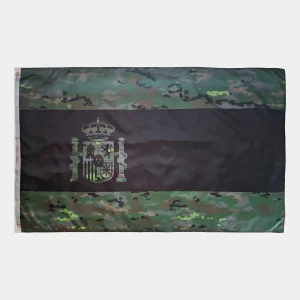 Bandera de España en camuflaje boscoso pixelado