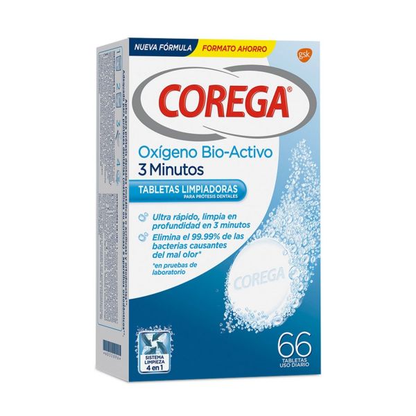 Corega Oxigénio Bio-Ativo Pastilhas Limpeza 66 pastilhas - Image 2