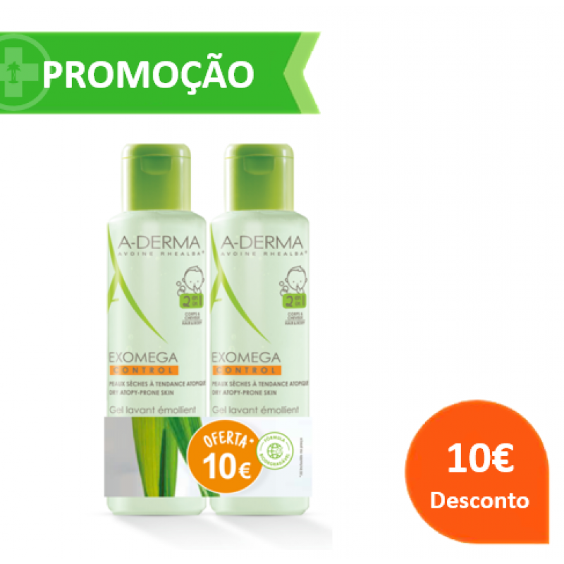 A-derma Exomega Control Gel Corpo Cabelo Duo c/ Desconto 10€ 2 x 500 mL