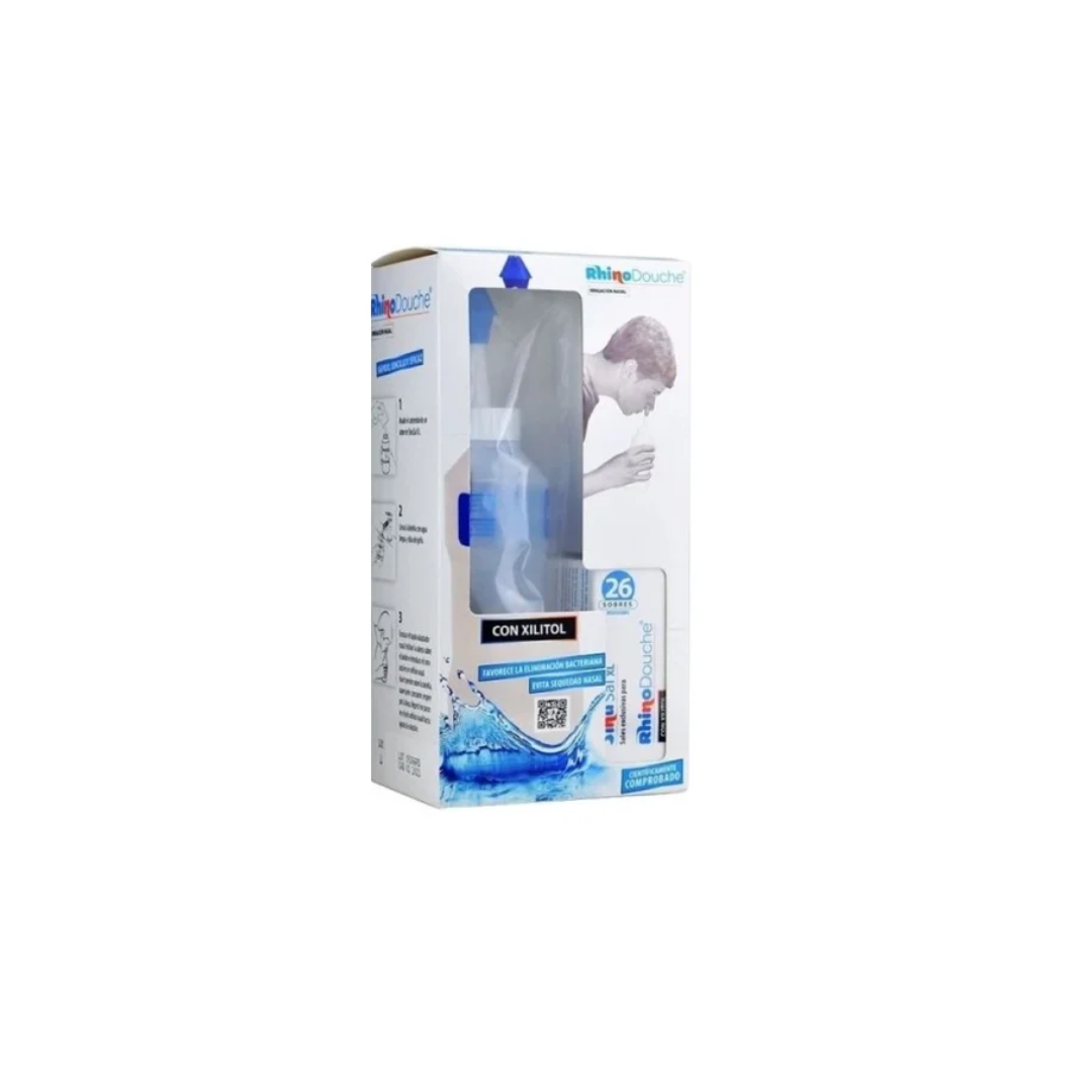 RhinoDouche Adulto Sistema Irrigação Nasal Sal Saquetas 5gx26 saquetas com Oferta Garrafa 500mL