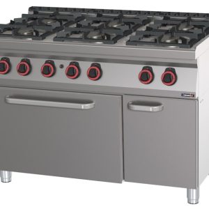Fogão a gás 6 bocas com forno a gás GN 2/1 120 C7FOG6FFG120 Casselin