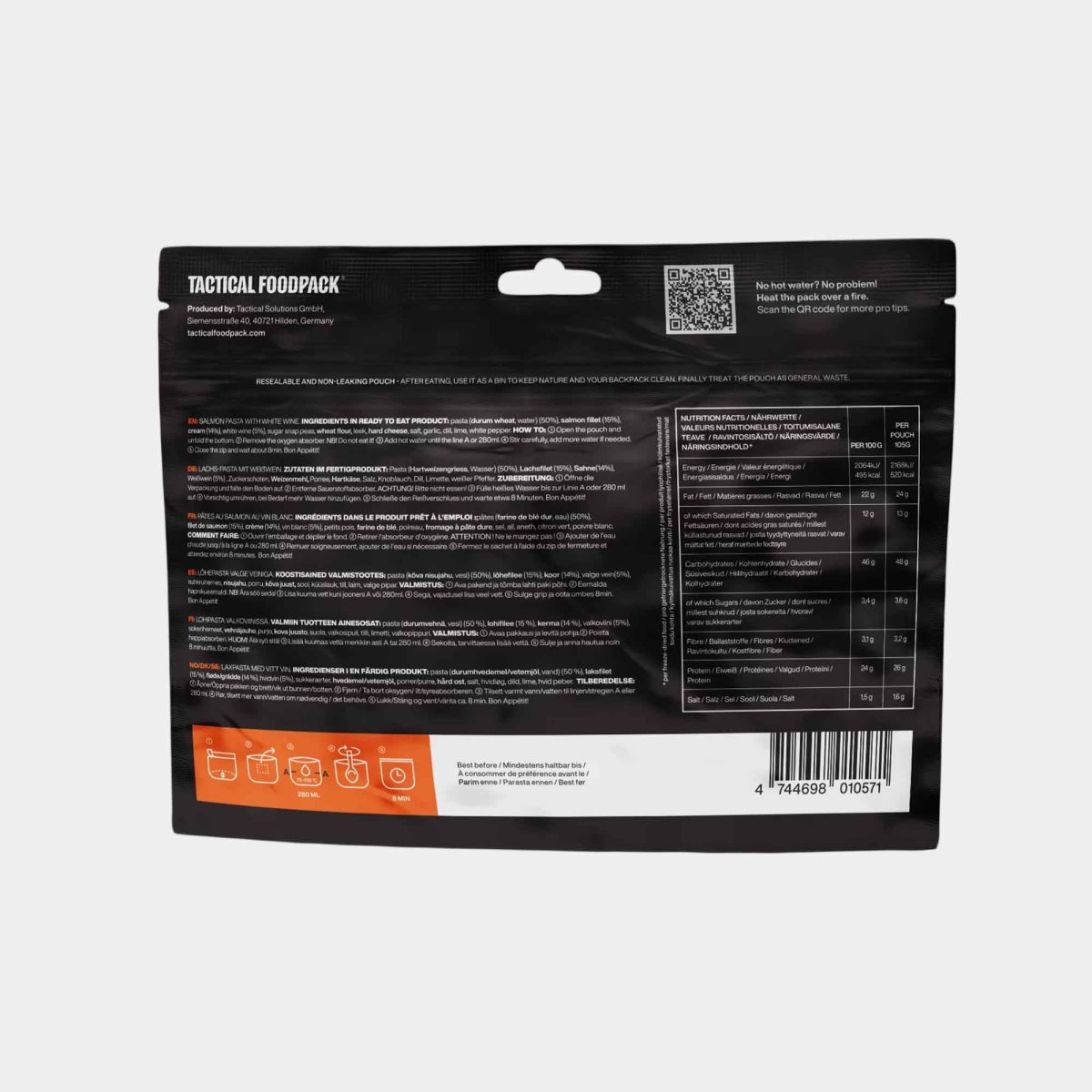 Salmón con pasta y salsa de vino blanco - Tactical Foodpack - Image 7
