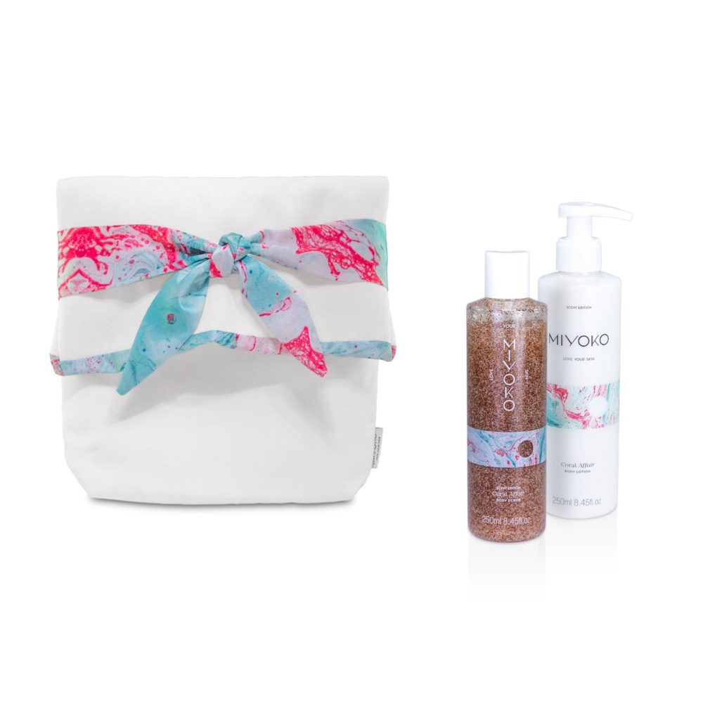 Miyoko Coffret Gel de Banho Esfoliante 250 mL + Loção Corporal 250 mL Coral Affair