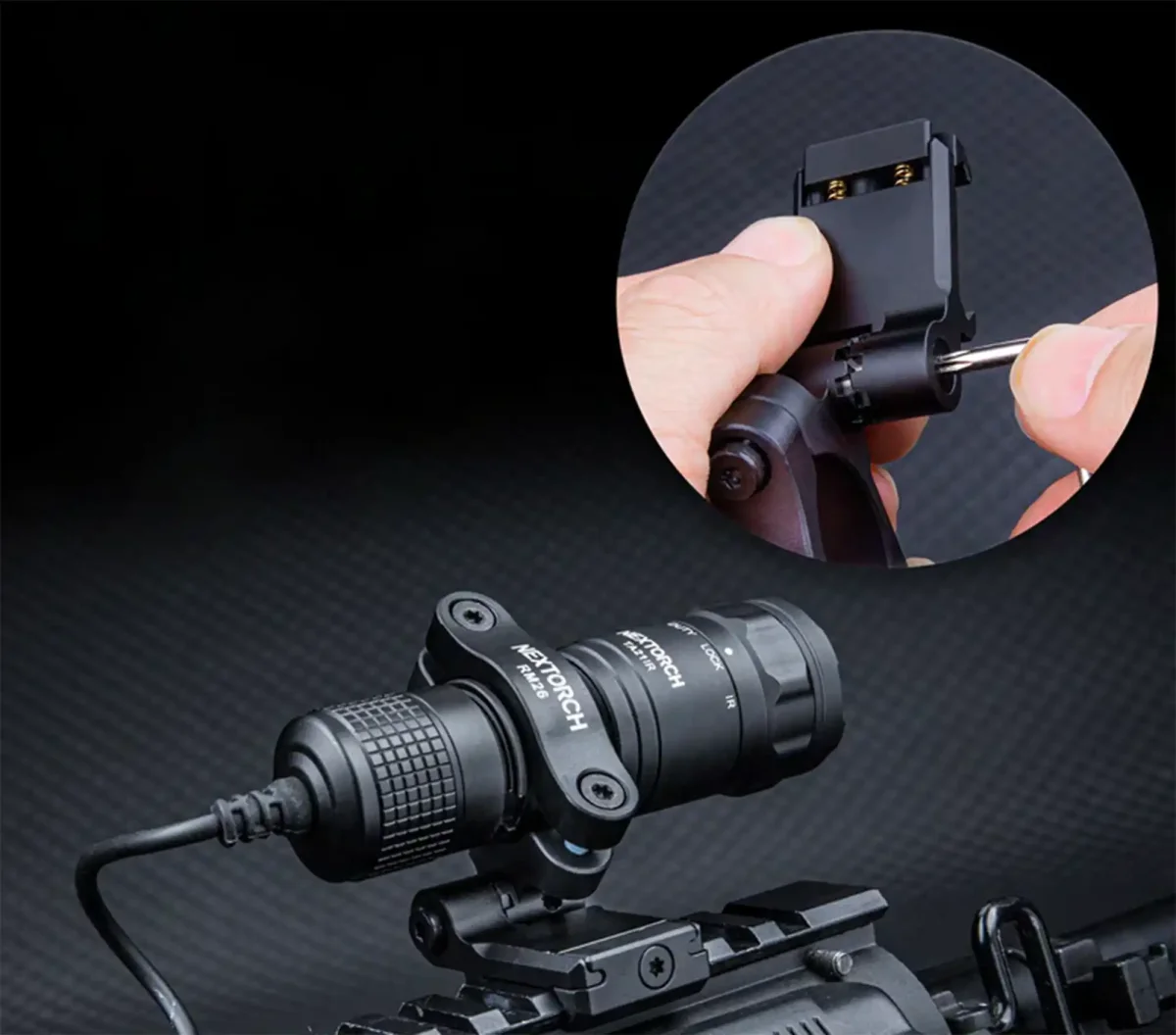 Anclaje de linterna rotatorio para rail Picatinny/M-LOK RM26 & RM26M - Nextorch - Image 6